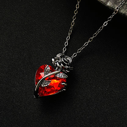 Punk Rose Love Necklace Fashion Personality Heart-shaped Clavicle Chain Pendant Necklace For Valentine's Day